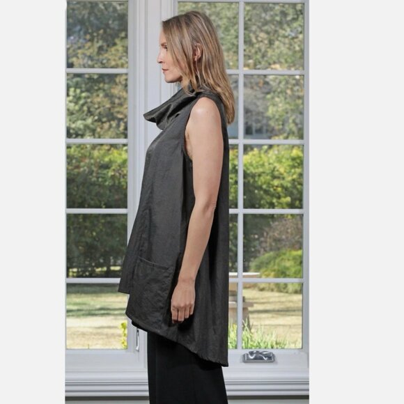 Beau Jours Leona Lagenlook Cowl Neck High Low Tunic Top with Pockets Women's M - Picture 7 of 11